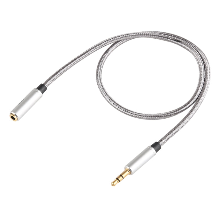 EMK 3.5mm Male to Female Gold-plated Plug Cotton Braided Audio Cable for Speaker / Notebooks / Headphone, Length: 0.5m(Grey) by EMK