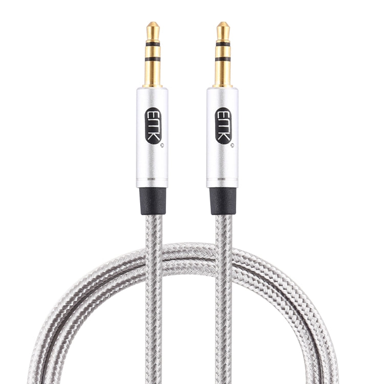 EMK 3.5mm Male to Male Gold-plated Plug Cotton Braided Audio Cable for Speaker / Notebooks / Headphone, Length: 1m(Grey) by EMK