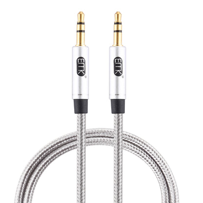 EMK 3.5mm Male to Male Gold-plated Plug Cotton Braided Audio Cable for Speaker / Notebooks / Headphone, Length: 1m(Grey) by EMK