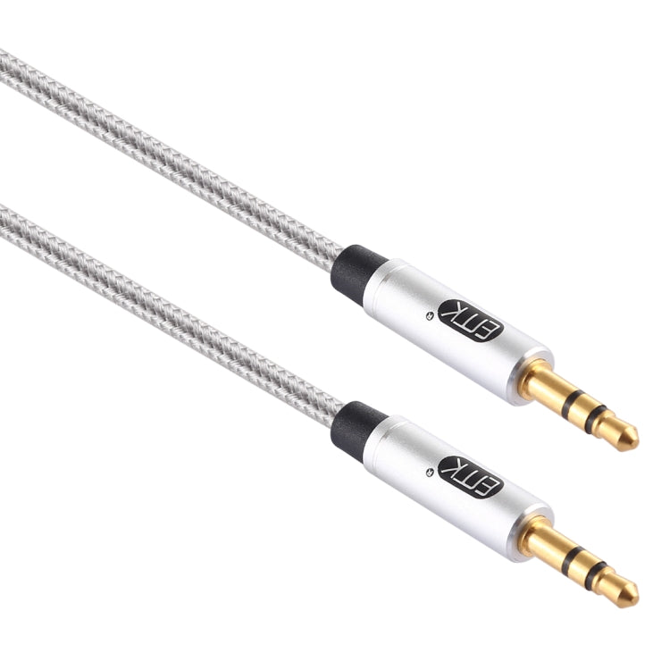 EMK 3.5mm Male to Male Gold-plated Plug Cotton Braided Audio Cable for Speaker / Notebooks / Headphone, Length: 1m(Grey) by EMK