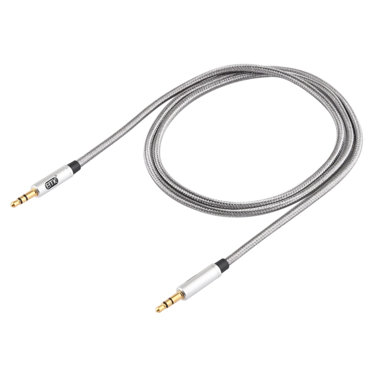 EMK 3.5mm Male to Male Gold-plated Plug Cotton Braided Audio Cable for Speaker / Notebooks / Headphone, Length: 1m(Grey) by EMK