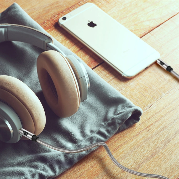 EMK 3.5mm Male to Male Gold-plated Plug Cotton Braided Audio Cable for Speaker / Notebooks / Headphone, Length: 1m(Grey) by EMK