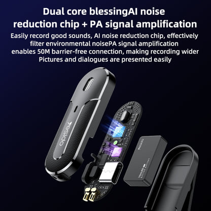 YESIDO KR17 2 in 1 Wireless Lavalier Microphone Type-C Receiver with Charging Box by Yesido