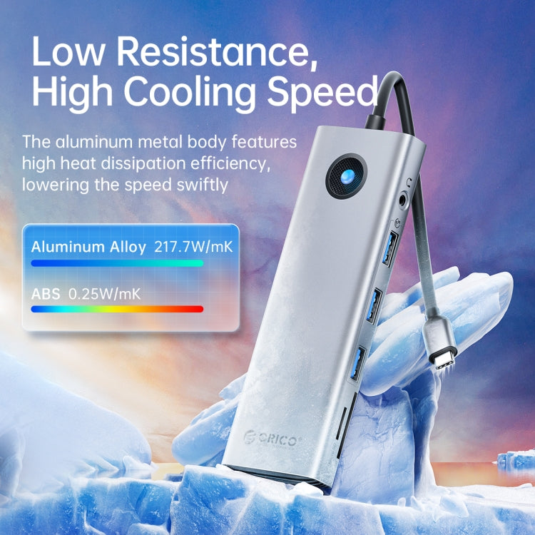 ORICO PW11-9P Type-C / USB-C 8-in-1 5Gbps Multifunction Docking Station(Silver) by ORICO