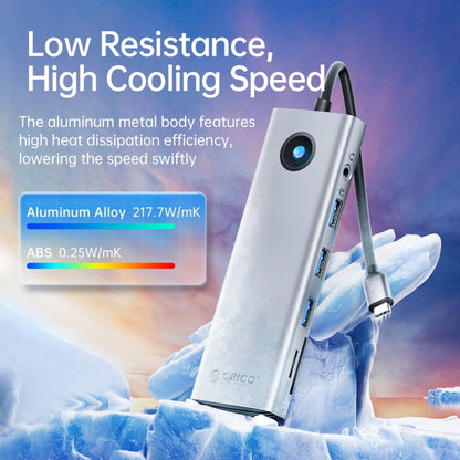 ORICO PW11-9P Type-C / USB-C 8-in-1 5Gbps Multifunction Docking Station(Silver) by ORICO