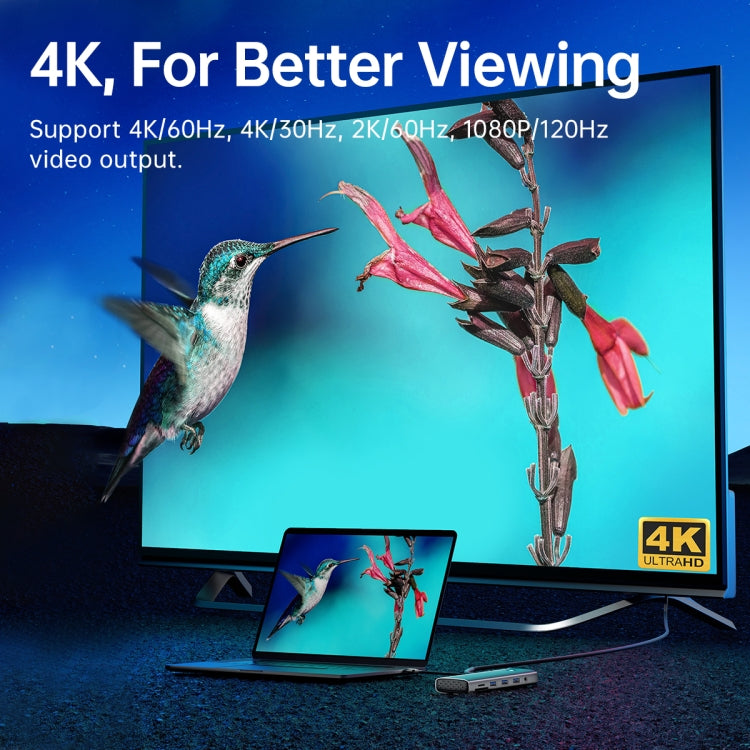 ORICO PW11-9P Type-C / USB-C 8-in-1 5Gbps Multifunction Docking Station(Silver) by ORICO