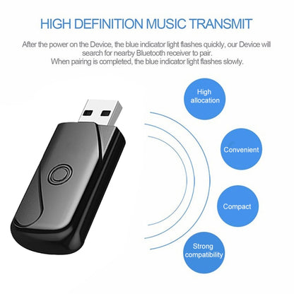 USB 2.0 Bluetooth V4.2 Audio Receiver Adapter for Windows XP / Vista / 7 / 8 / 10, Mac OS(Black) by bashfashion