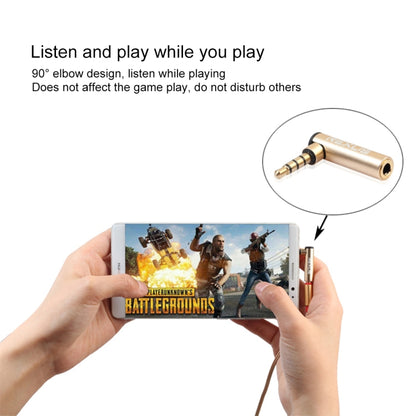 REXLIS BK3567 3.5mm Male + 3.5mm Female L-shaped 90 Degree Elbow Gold-plated Plug Gold Audio Interface Extension Adapter for 3.5mm Interface Devices, Support Earphones with Microphone by REXLIS