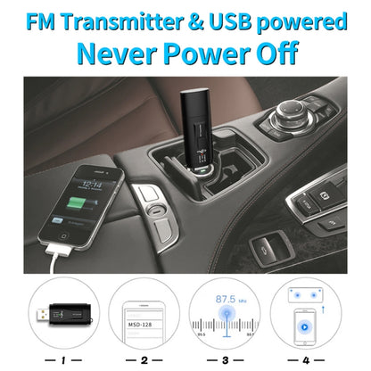 MSD128 2 in 1 USB Car Bluetooth Hands-free Call FM Transmitter with 3.5mm AUX Interface by bashfashion