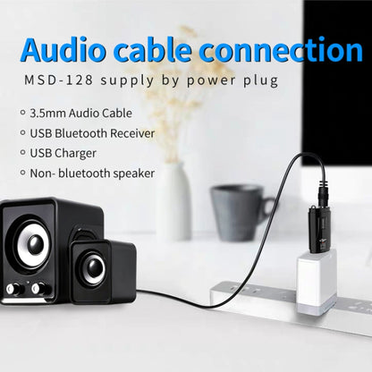 MSD128 2 in 1 USB Car Bluetooth Hands-free Call FM Transmitter with 3.5mm AUX Interface by bashfashion