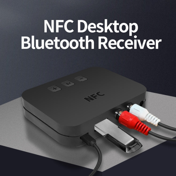 TI-800 NFC Desktop Bluetooth 5.0 Adapter Music Receiver for USB Drive Reads Bluetooth Speaker (Black) by bashfashion