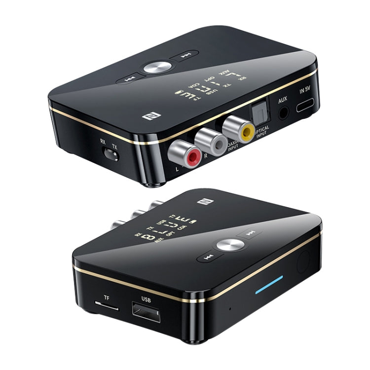 M8 NFC 2 in 1 NFC Optical Coaxial Bluetooth 5.0 Audio Transmitter Receiver with Digital Display by bashfashion