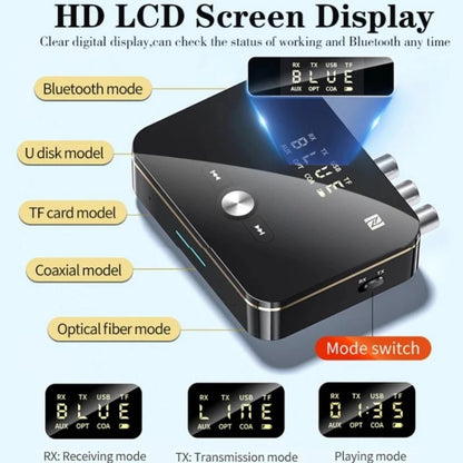 M8 NFC 2 in 1 NFC Optical Coaxial Bluetooth 5.0 Audio Transmitter Receiver with Digital Display by bashfashion