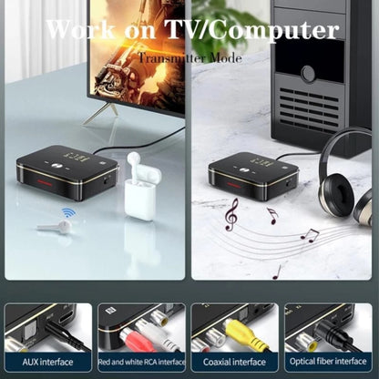 M8 NFC 2 in 1 NFC Optical Coaxial Bluetooth 5.0 Audio Transmitter Receiver with Digital Display by bashfashion