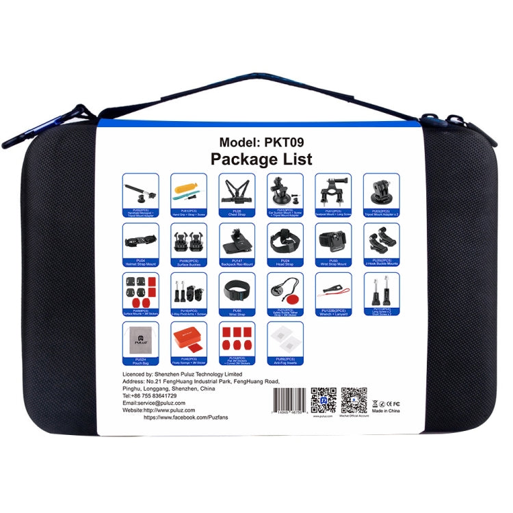 PULUZ 53 in 1 Accessories Total Ultimate Combo Kits with EVA Case (Chest Strap + Suction Cup Mount + 3-Way Pivot Arms + J-Hook Buckle + Wrist Strap + Helmet Strap + Extendable Monopod + Surface Mounts ... for GoPro, Insta360, DJI and Other Action Cameras by PULUZ