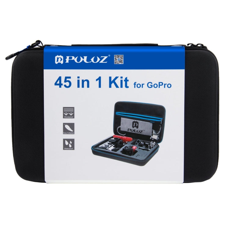 PULUZ 45 in 1 Accessories Ultimate Combo Kits with EVA Case (Chest Strap + Suction Cup Mount + 3-Way Pivot Arms + J-Hook Buckle + Wrist Strap + Helmet Strap + Surface Mounts + Tripod Adapter + Storage ... for GoPro, Insta360, DJI and Other Action Cameras by PULUZ