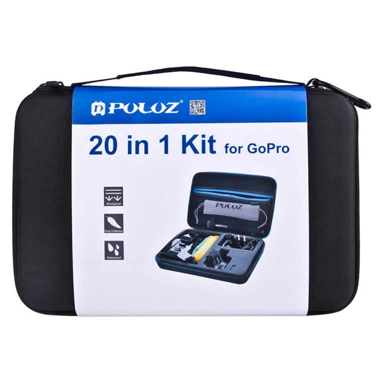 PULUZ 20 in 1 Accessories Combo Kits with EVA Case (Chest Strap + Head Strap + Suction Cup Mount + 3-Way Pivot Arm + J-Hook Buckles + Extendable Monopod + Tripod Adapter + Bobber Hand Grip + Storage B ... for GoPro, Insta360, DJI and Other Action Cameras by PULUZ