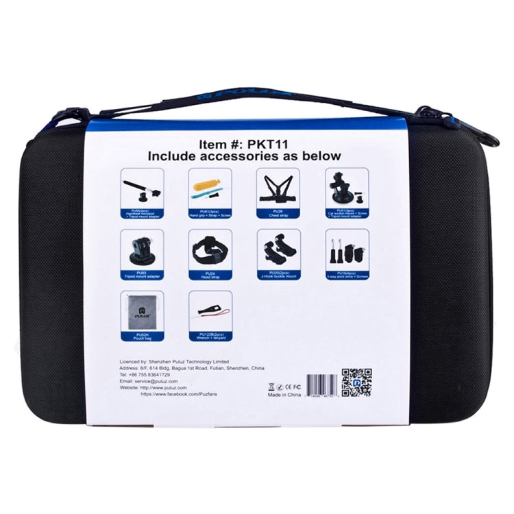 PULUZ 20 in 1 Accessories Combo Kits with EVA Case (Chest Strap + Head Strap + Suction Cup Mount + 3-Way Pivot Arm + J-Hook Buckles + Extendable Monopod + Tripod Adapter + Bobber Hand Grip + Storage B ... for GoPro, Insta360, DJI and Other Action Cameras by PULUZ