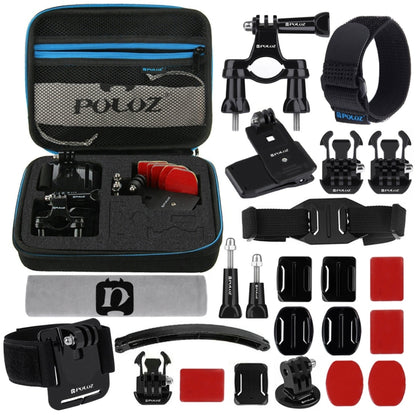 PULUZ 24 in 1 Bike Mount Accessories Combo Kits with EVA Case (Wrist Strap + Helmet Strap + Extension Arm + Quick Release Buckles + Surface Mounts + Adhesive Stickers + Tripod Adapter + Storage Bag + ... for GoPro, Insta360, DJI and Other Action Cameras by PULUZ