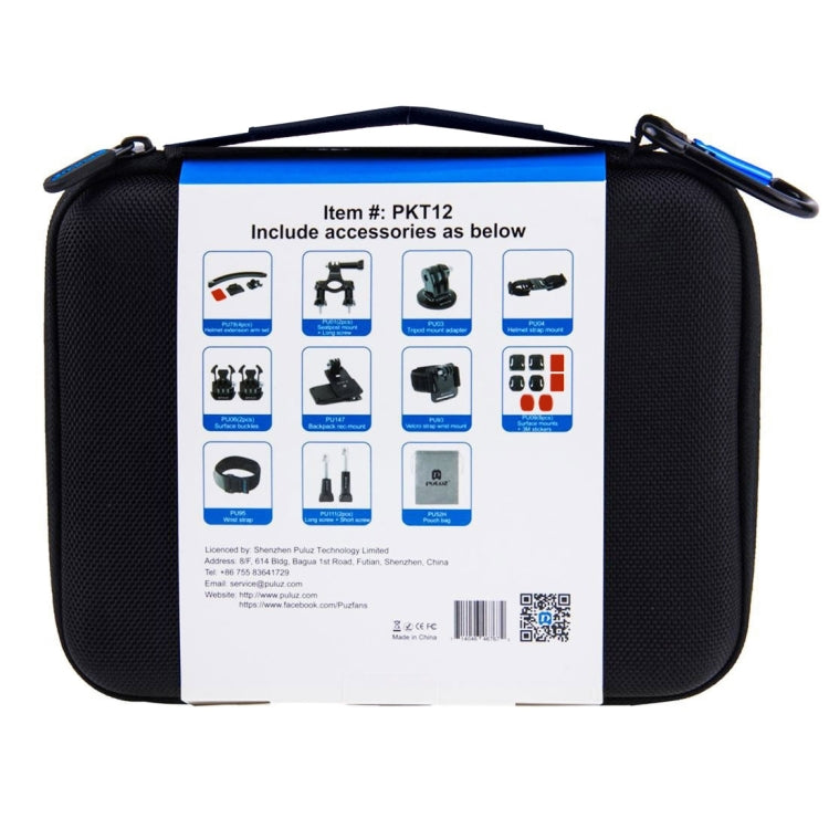 PULUZ 24 in 1 Bike Mount Accessories Combo Kits with EVA Case (Wrist Strap + Helmet Strap + Extension Arm + Quick Release Buckles + Surface Mounts + Adhesive Stickers + Tripod Adapter + Storage Bag + ... for GoPro, Insta360, DJI and Other Action Cameras by PULUZ