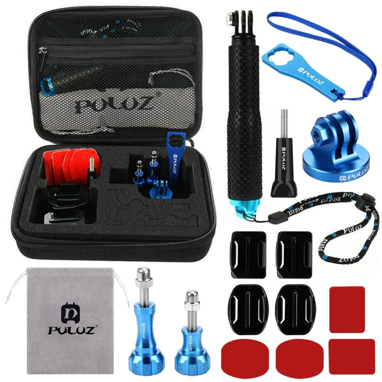 PULUZ 16 in 1 CNC Metal Accessories Combo Kits with EVA Case (Screws + Surface Mounts + Tripod Adapter + Extendable Pole Monopod + Storage Bag + Wrench) for GoPro, Insta360, DJI and Other Action Cameras by PULUZ