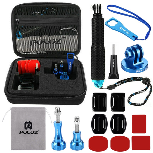 PULUZ 16 in 1 CNC Metal Accessories Combo Kits with EVA Case (Screws + Surface Mounts + Tripod Adapter + Extendable Pole Monopod + Storage Bag + Wrench) for GoPro, Insta360, DJI and Other Action Cameras by PULUZ
