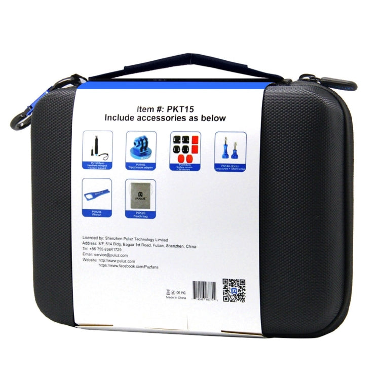 PULUZ 16 in 1 CNC Metal Accessories Combo Kits with EVA Case (Screws + Surface Mounts + Tripod Adapter + Extendable Pole Monopod + Storage Bag + Wrench) for GoPro, Insta360, DJI and Other Action Cameras by PULUZ