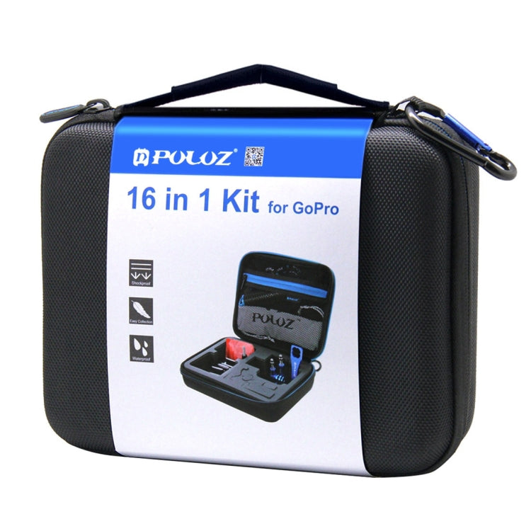 PULUZ 16 in 1 CNC Metal Accessories Combo Kits with EVA Case (Screws + Surface Mounts + Tripod Adapter + Extendable Pole Monopod + Storage Bag + Wrench) for GoPro, Insta360, DJI and Other Action Cameras by PULUZ