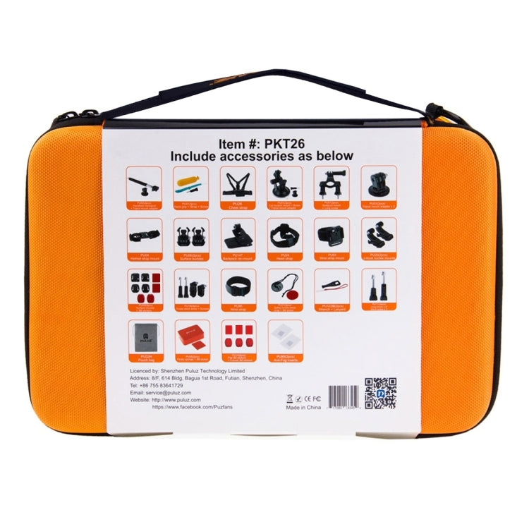 PULUZ 53 in 1 Accessories Total Ultimate Combo Kits with Orange EVA Case (Chest Strap + Suction Cup Mount + 3-Way Pivot Arms + J-Hook Buckle + Wrist Strap + Helmet Strap + Extendable Monopod + Surface ... for GoPro, Insta360, DJI and Other Action Cameras by PULUZ