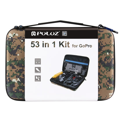 PULUZ 53 in 1 Accessories Total Ultimate Combo Kits with Camouflage EVA Case (Chest Strap + Suction Cup Mount + 3-Way Pivot Arms + J-Hook Buckle + Wrist Strap + Helmet Strap + Extendable Monopod + Sur ... for GoPro, Insta360, DJI and Other Action Cameras by PULUZ