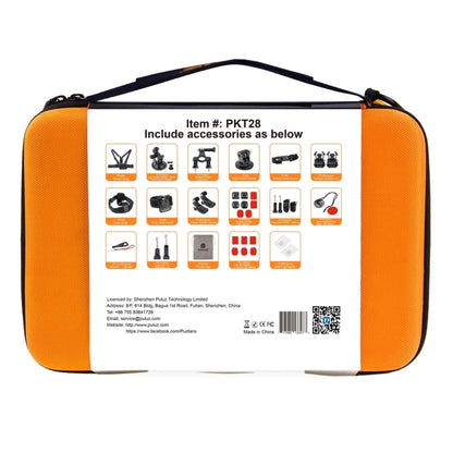 PULUZ 45 in 1 Accessories Ultimate Combo Kits with Orange EVA Case (Chest Strap + Suction Cup Mount + 3-Way Pivot Arms + J-Hook Buckle + Wrist Strap + Helmet Strap + Surface Mounts + Tripod Adapter + ... for GoPro, Insta360, DJI and Other Action Cameras by PULUZ