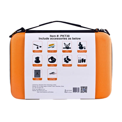 PULUZ 20 in 1 Accessories Combo Kits with Orange EVA Case (Chest Strap + Head Strap + Suction Cup Mount + 3-Way Pivot Arm + J-Hook Buckles + Extendable Monopod + Tripod Adapter + Bobber Hand Grip + St ... for GoPro, Insta360, DJI and Other Action Cameras by PULUZ