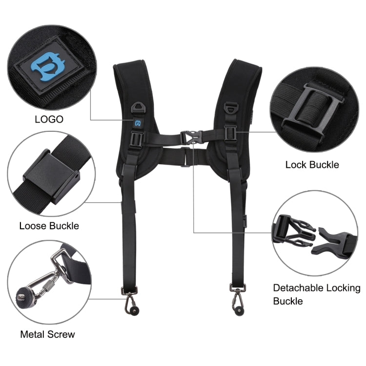 PULUZ 3 in 1 Multi-functional Bundle Waistband Strap + Double Shoulders Strap + Capture Camera Clip Kits with Hook for SLR / DSLR Cameras by PULUZ