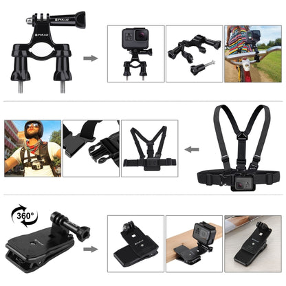 PULUZ 50 in 1 Accessories Total Ultimate Combo Kits with EVA Case (Chest Strap + Suction Cup Mount + 3-Way Pivot Arms + J-Hook Buckle + Wrist Strap + Helmet Strap + Extendable Monopod + Surface Mounts ... for GoPro, Insta360, DJI and Other Action Cameras by PULUZ