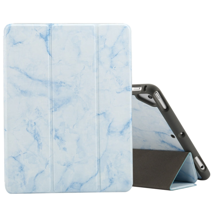 Marble Texture Pattern Horizontal Flip Case for iPad 9.7 (2018) , with Three-folding Holder & Pen Slots(Blue) by bashfashion