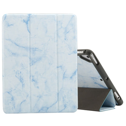 Marble Texture Pattern Horizontal Flip Case for iPad 9.7 (2018) , with Three-folding Holder & Pen Slots(Blue) by bashfashion
