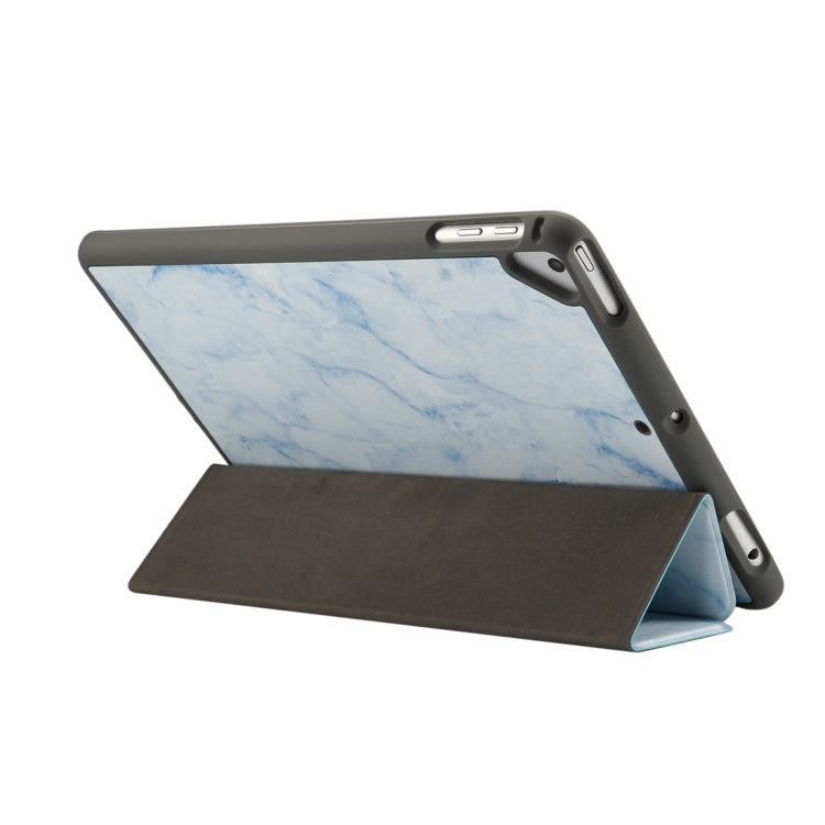 Marble Texture Pattern Horizontal Flip Case for iPad 9.7 (2018) , with Three-folding Holder & Pen Slots(Blue) by bashfashion