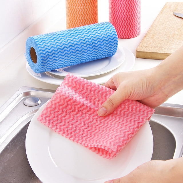 50 Sheets Non-Woven Disposable Washing Towels Dishcloth by bashfashion