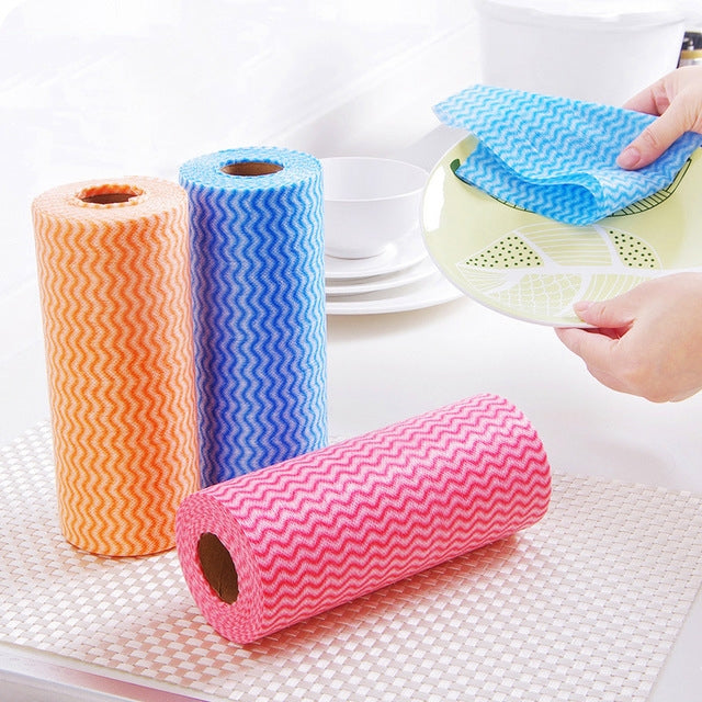 50 Sheets Non-Woven Disposable Washing Towels Dishcloth by bashfashion