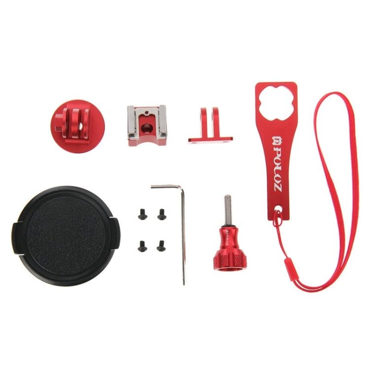 PULUZ Housing Shell CNC Aluminum Alloy Protective Cage Kit with Metal Wrench & Lens Cap & Screw & Tripod Adapter for GoPro HERO5 Session /HERO4 Session /HERO Session(Red) by PULUZ