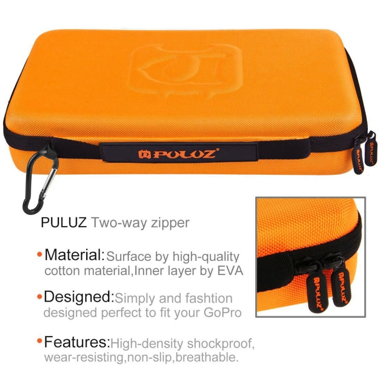 PULUZ Waterproof Carrying and Travel Case for for GoPro, Insta360, DJI and Other Action Cameras Accessories, Large Size: 32cm x 22cm x 7cm(Orange) by PULUZ