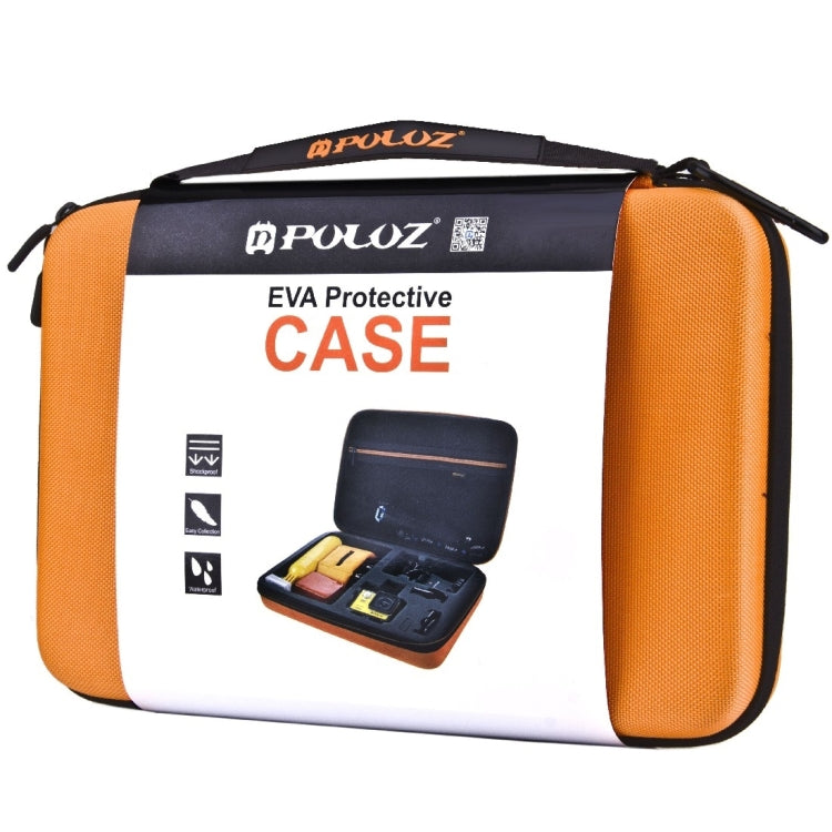 PULUZ Waterproof Carrying and Travel Case for for GoPro, Insta360, DJI and Other Action Cameras Accessories, Large Size: 32cm x 22cm x 7cm(Orange) by PULUZ