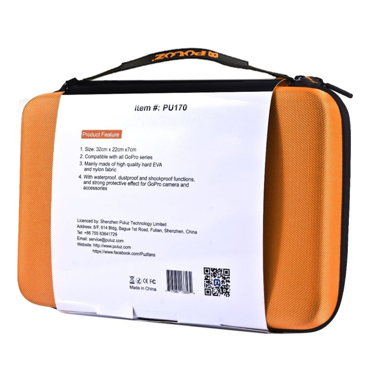 PULUZ Waterproof Carrying and Travel Case for for GoPro, Insta360, DJI and Other Action Cameras Accessories, Large Size: 32cm x 22cm x 7cm(Orange) by PULUZ