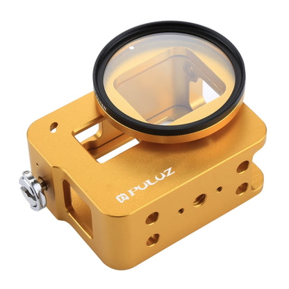 PULUZ Housing Shell CNC Aluminum Alloy Protective Cage with Insurance Frame & 52mm UV Lens for GoPro HERO(2018) /7 Black /6 /5(Gold) by PULUZ