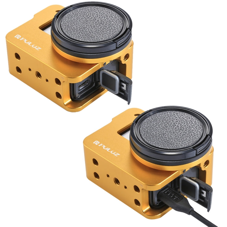 PULUZ Housing Shell CNC Aluminum Alloy Protective Cage with Insurance Frame & 52mm UV Lens for GoPro HERO(2018) /7 Black /6 /5(Gold) by PULUZ