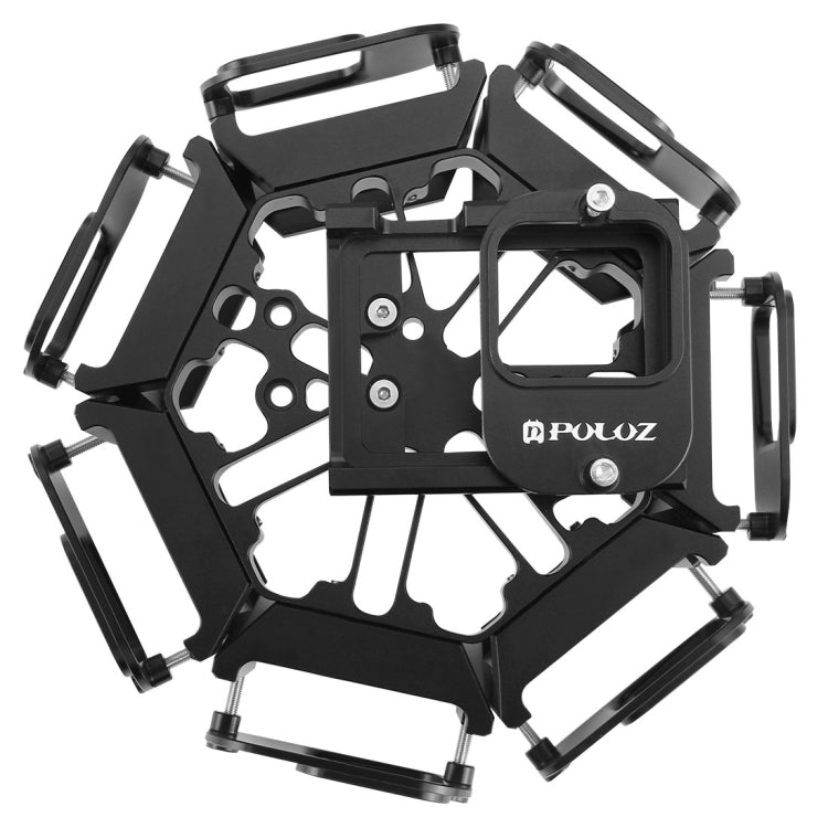 PULUZ 8 in 1 All View Panorama Frame CNC Aluminum Alloy Protective Cage with Screw for GoPro HERO7 /6 /5(Black) by PULUZ