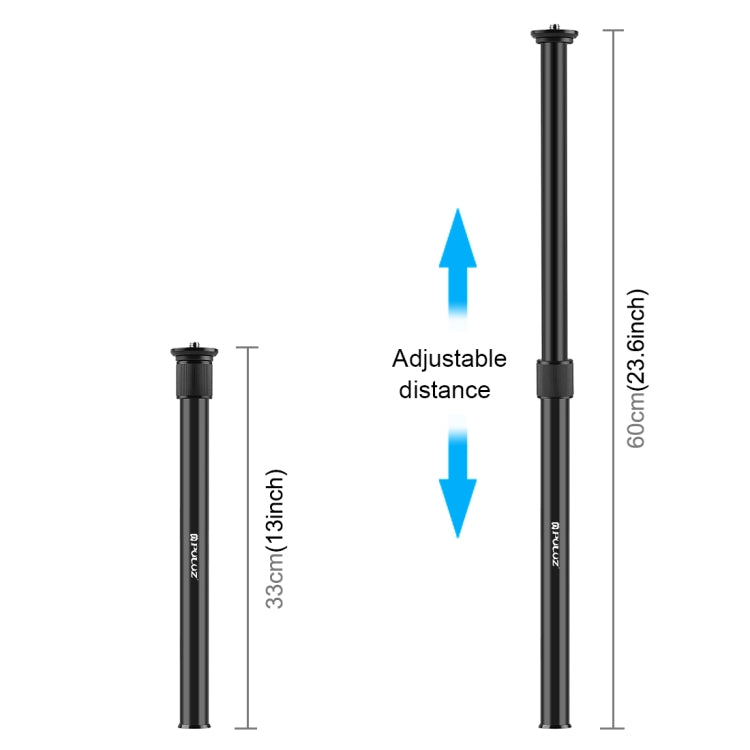 PULUZ Telescopic Extension Central Shaft Rod Monopod Holder, Rod Length: 33-60cm(Black) by PULUZ