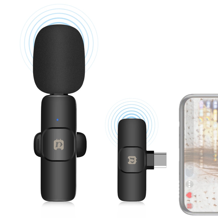 PULUZ Wireless Lavalier Noise Reduction Reverb Microphone for Type-C / USB-C Device, Support Phone Charging(Black) by PULUZ