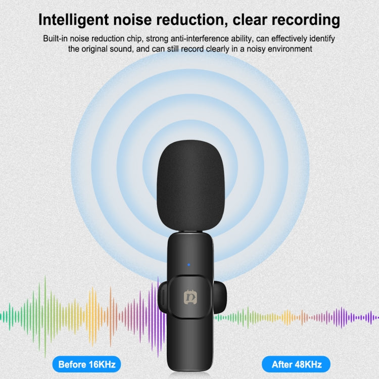 PULUZ Wireless Lavalier Noise Reduction Reverb Microphone for Type-C / USB-C Device, Support Phone Charging(Black) by PULUZ