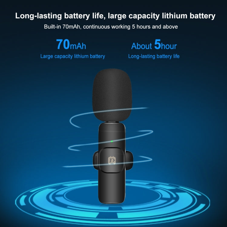 PULUZ Wireless Lavalier Noise Reduction Reverb Microphone for Type-C / USB-C Device, Support Phone Charging(Black) by PULUZ